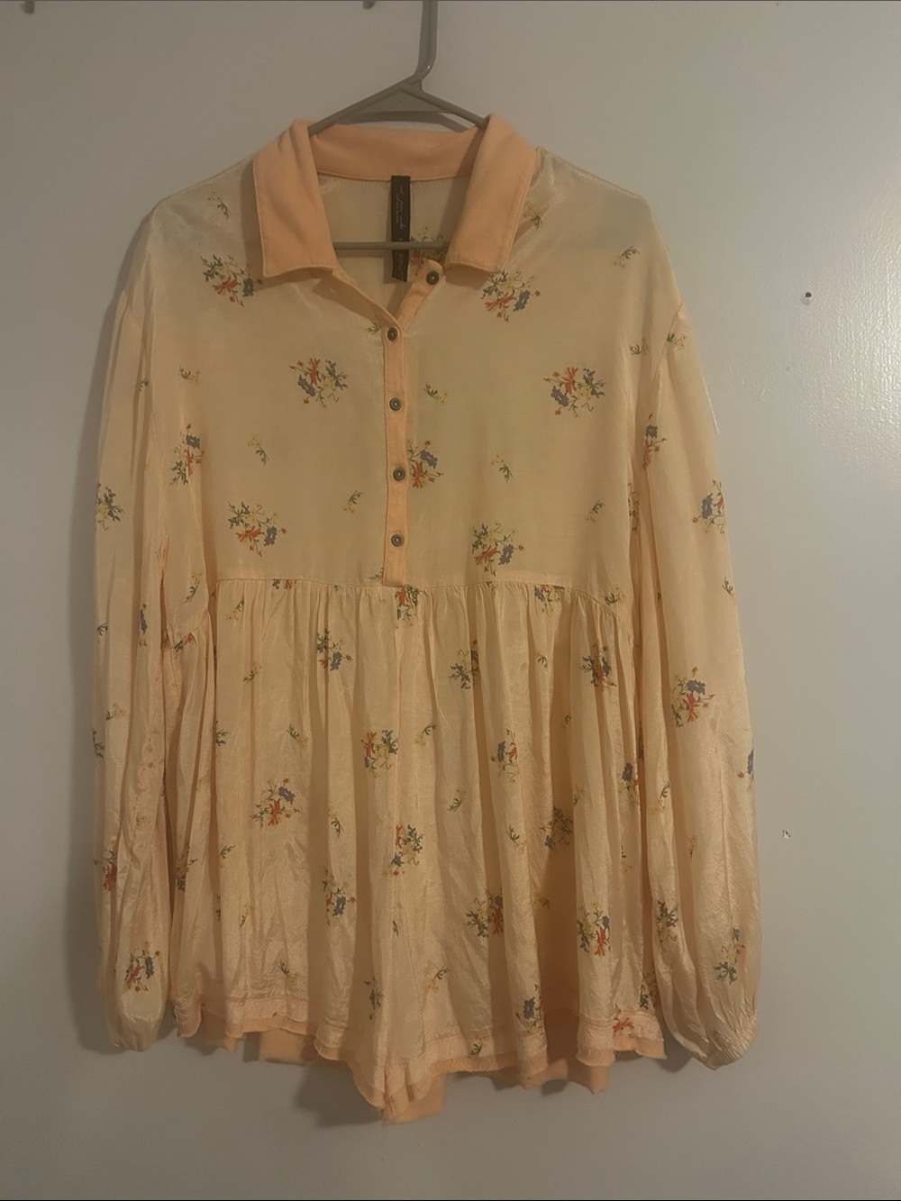Urban Outfitters Peach Floral Button-Front Romper